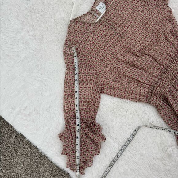 MISA Los Angeles Floral Mini Dress Ruffle Tiered Smocked Waist Size M - Picture 11 of 12